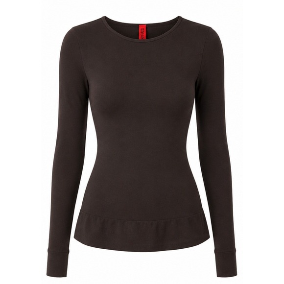 SPANX Tops - Spanx Long Sleeve Crew Top Womens 1X Bittersweet Brown Compression 977 NWT